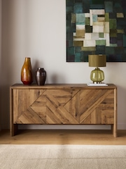 Dark Bronx Marquetry Oak Effect Large Sideboard - Image 2 of 10