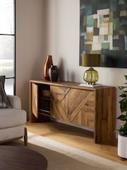 Dark Bronx Marquetry Oak Effect Large Sideboard - Image 3 of 10