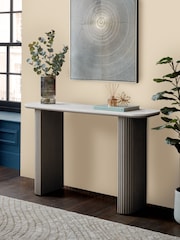 Dark Grey Valencia Marble and Mango Wood Console Table - Image 1 of 8