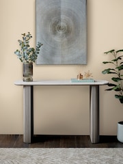 Dark Grey Valencia Marble and Mango Wood Console Table - Image 2 of 8