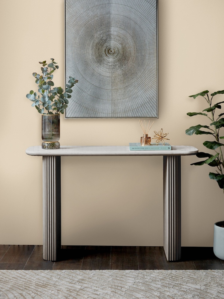 Dark Grey Valencia Marble and Mango Wood Console Table - Image 2 of 8