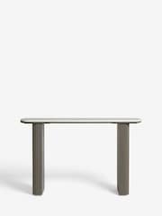 Dark Grey Valencia Marble and Mango Wood Console Table - Image 5 of 8