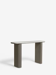 Dark Grey Valencia Marble and Mango Wood Console Table - Image 6 of 8