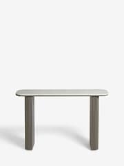 Dark Grey Valencia Marble and Mango Wood Console Table - Image 7 of 8