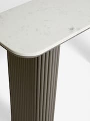 Dark Grey Valencia Marble and Mango Wood Console Table - Image 8 of 8