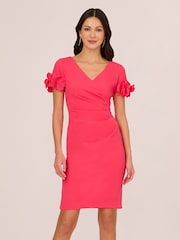 Adrianna Papell Pink Knit Crepe Short Dress - Image 1 of 7