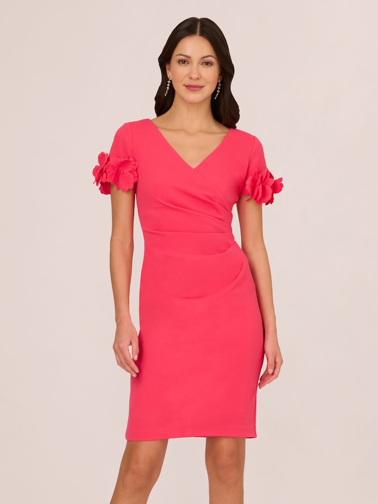 Adrianna Papell Pink Knit Crepe Short Dress - Image 1 of 7