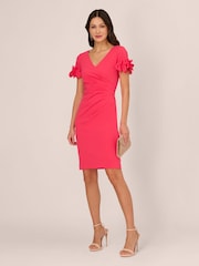 Adrianna Papell Pink Knit Crepe Short Dress - Image 3 of 7