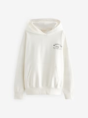 Ecru White Oversized Relaxed Fit Back Graphic Slogan Longline Hoodie - Image 5 of 6