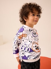 White/Purple Halloween Crew Neck Ghosts 100% Cotton Sweatshirt (3mths-7yrs) - Image 3 of 7