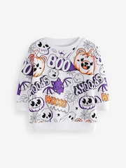 White/Purple Halloween Crew Neck Ghosts 100% Cotton Sweatshirt (3mths-7yrs) - Image 5 of 7