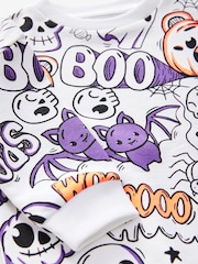 White/Purple Halloween Crew Neck Ghosts 100% Cotton Sweatshirt (3mths-7yrs) - Image 7 of 7