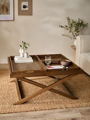 Dark Natural Butler Oak Tray Coffee Table - Image 1 of 12