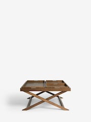 Dark Natural Butler Oak Tray Coffee Table - Image 10 of 12