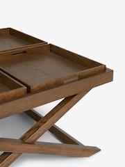 Dark Natural Butler Oak Tray Coffee Table - Image 12 of 12