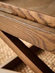 Dark Natural Butler Oak Tray Coffee Table - Image 5 of 12