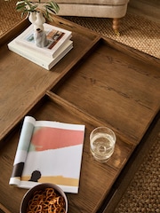 Dark Natural Butler Oak Tray Coffee Table - Image 6 of 12