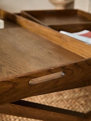 Dark Natural Butler Oak Tray Coffee Table - Image 7 of 12