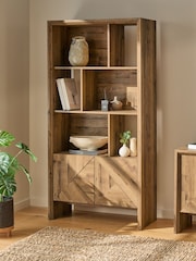 Dark Bronx Marquetry Oak Effect Bookcase - Image 1 of 8