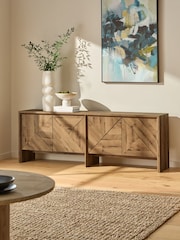 Dark Bronx Marquetry Oak Effect Extra Large Sideboard - Image 1 of 8