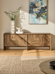 Dark Bronx Marquetry Oak Effect Extra Large Sideboard - Image 3 of 8