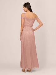 Adrianna Papell Pink Crinkle Metallic Gown - Image 2 of 7