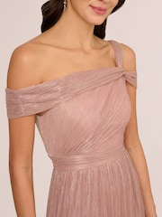 Adrianna Papell Pink Crinkle Metallic Gown - Image 4 of 7