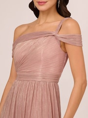 Adrianna Papell Pink Crinkle Metallic Gown - Image 5 of 7
