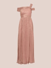 Adrianna Papell Pink Crinkle Metallic Gown - Image 6 of 7