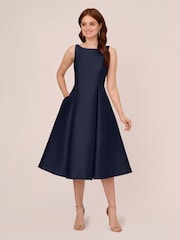 Adrianna Papell Blue Navy Tea Length Dress - Image 1 of 6