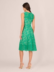 Adrianna Papell Green Lace Midi Dress - Image 2 of 7