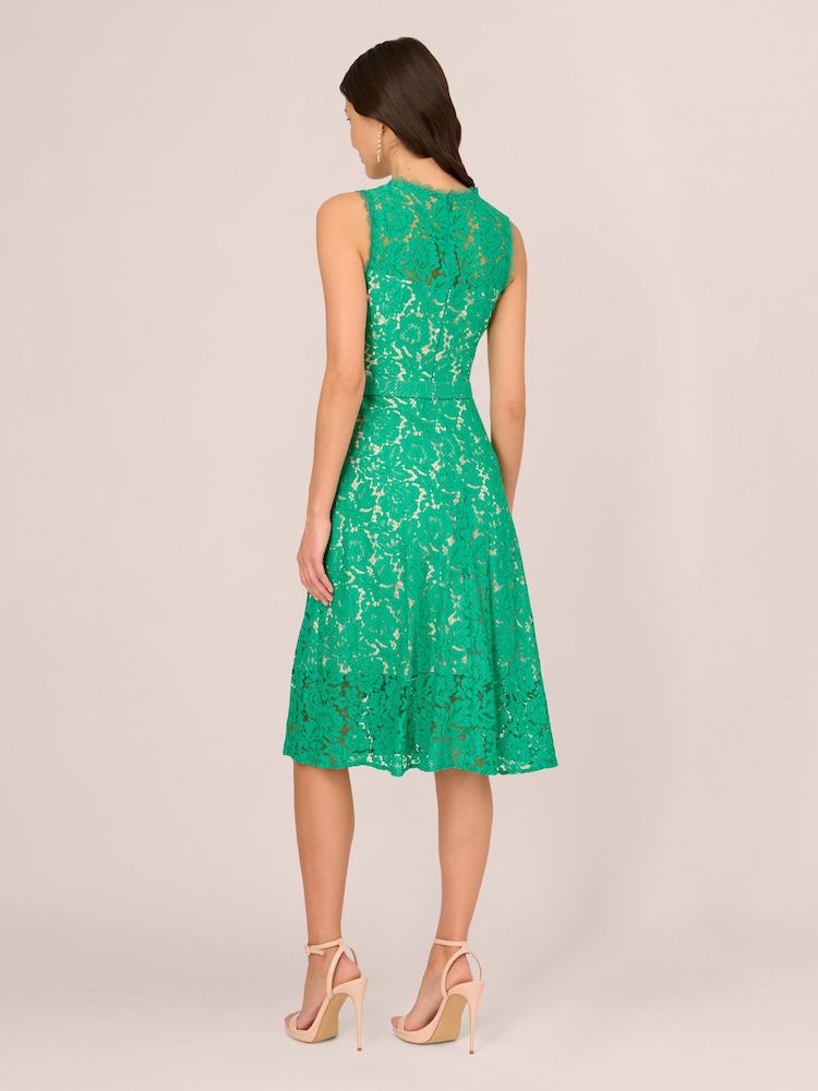 Adrianna Papell Green Lace Midi Dress - Image 2 of 7