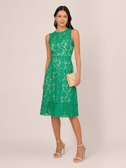Adrianna Papell Green Lace Midi Dress - Image 4 of 7