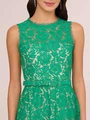 Adrianna Papell Green Lace Midi Dress - Image 6 of 7