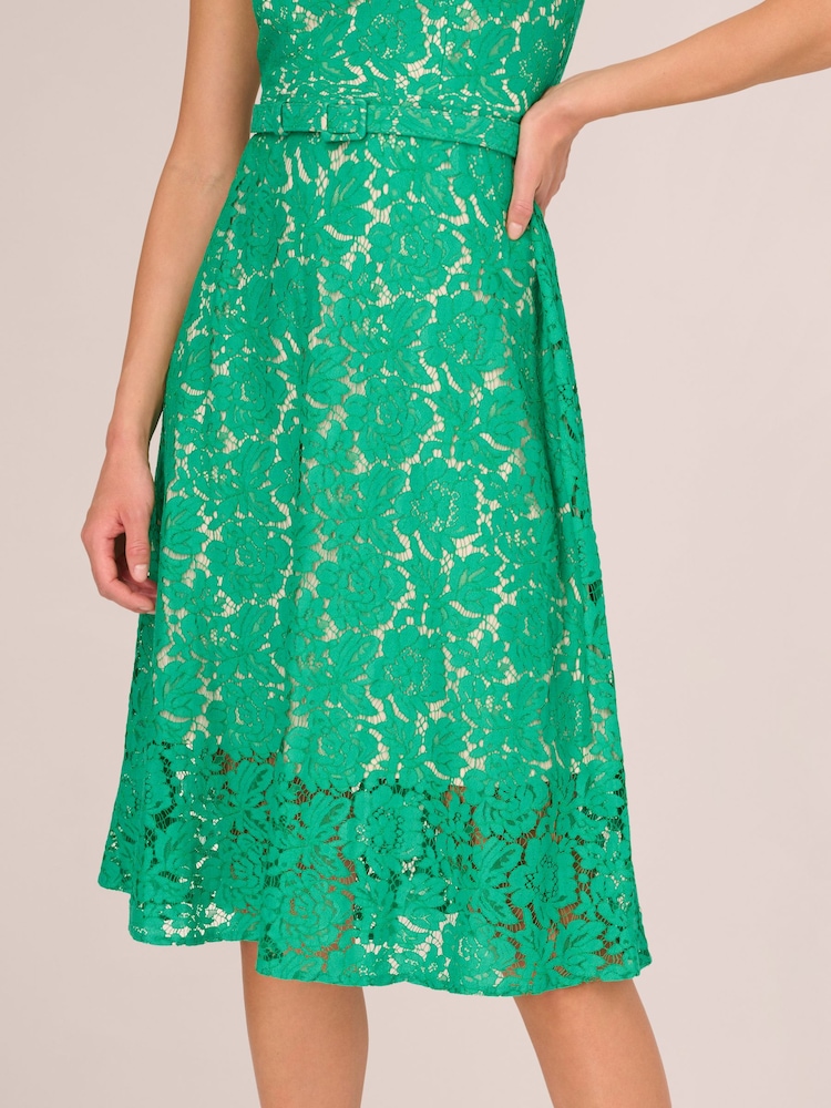 Adrianna Papell Green Lace Midi Dress - Image 7 of 7