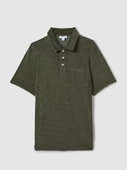 Reiss Olive Green Rainer Towelling Polo Shirt - Image 2 of 5