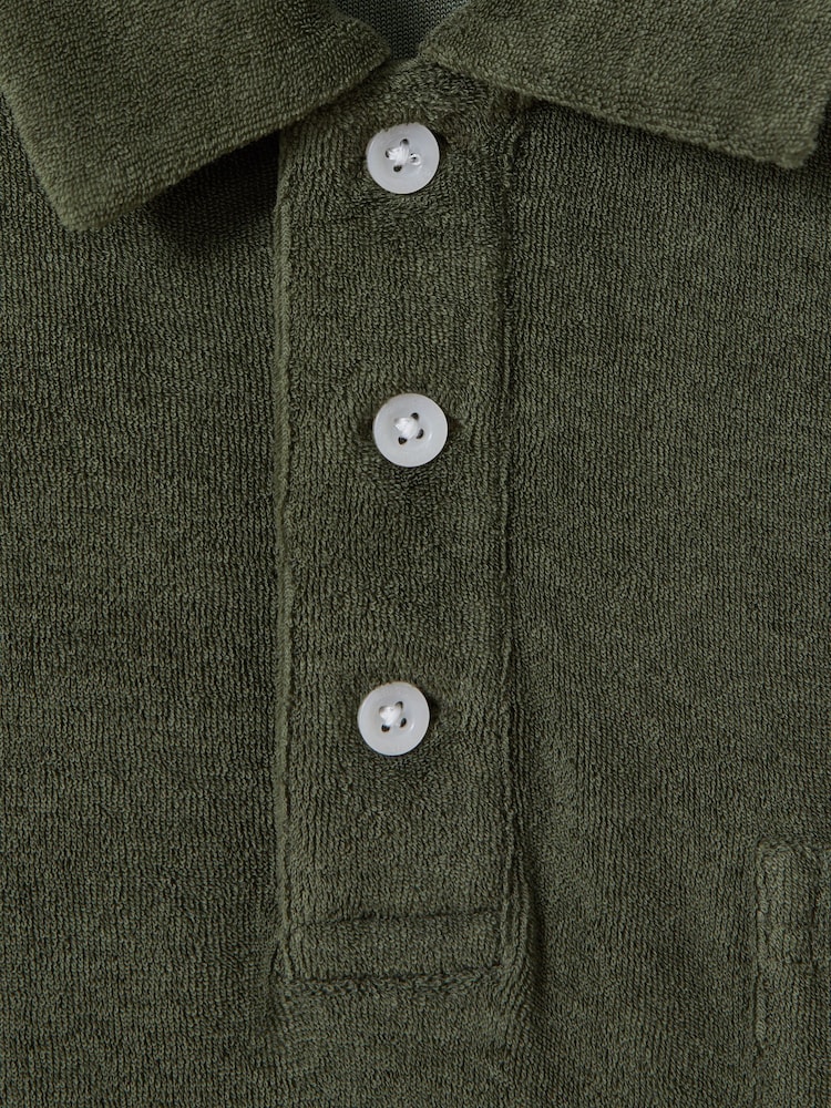 Reiss Olive Green Rainer Towelling Polo Shirt - Image 5 of 5