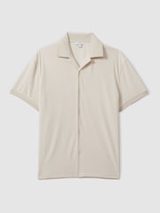 Reiss Off White Eden Towelling Cuban Collar Shirt - Image 2 of 6