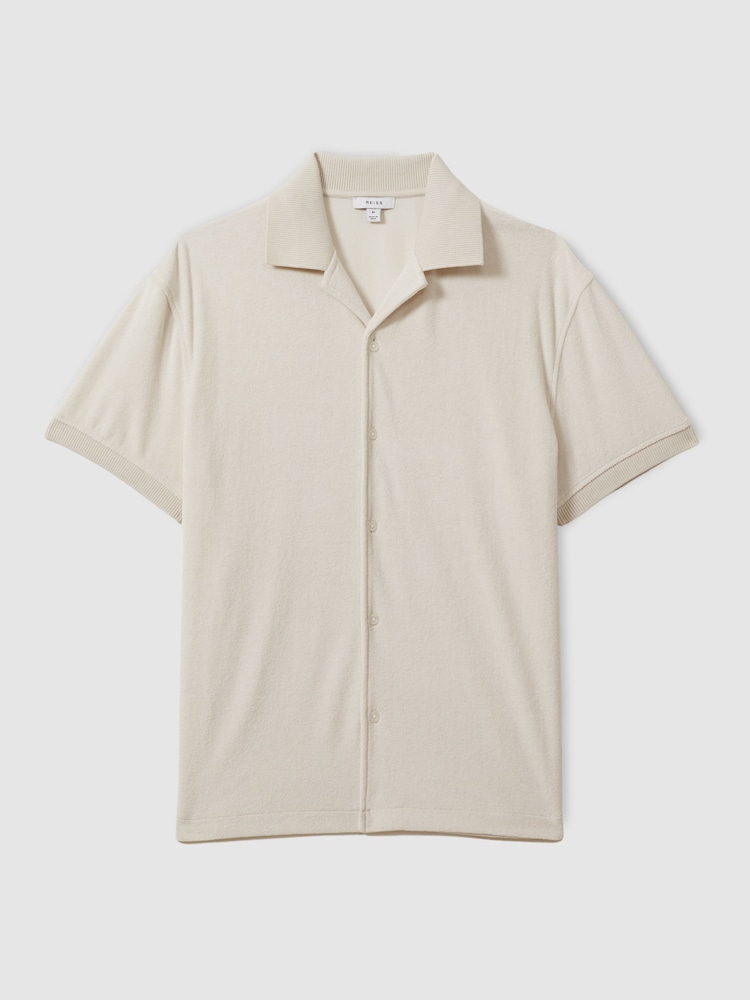 Reiss Off White Eden Towelling Cuban Collar Shirt - Image 2 of 6
