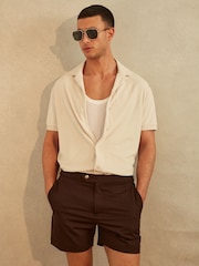Reiss Off White Eden Towelling Cuban Collar Shirt - Image 4 of 6