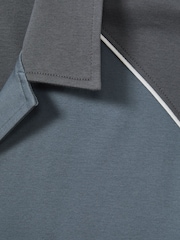 Reiss Blue Multi Gino Mercerised Cotton Colourblock Cuban Collar Shirt - Image 5 of 5