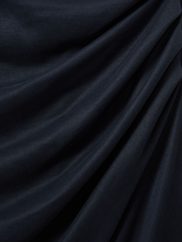 Reiss Navy Beaux Modal Blend Ruched Midi Dress - Image 6 of 6