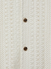 Reiss Ecru Paradise Cotton Crochet Cuban Collar Shirt - Image 5 of 5