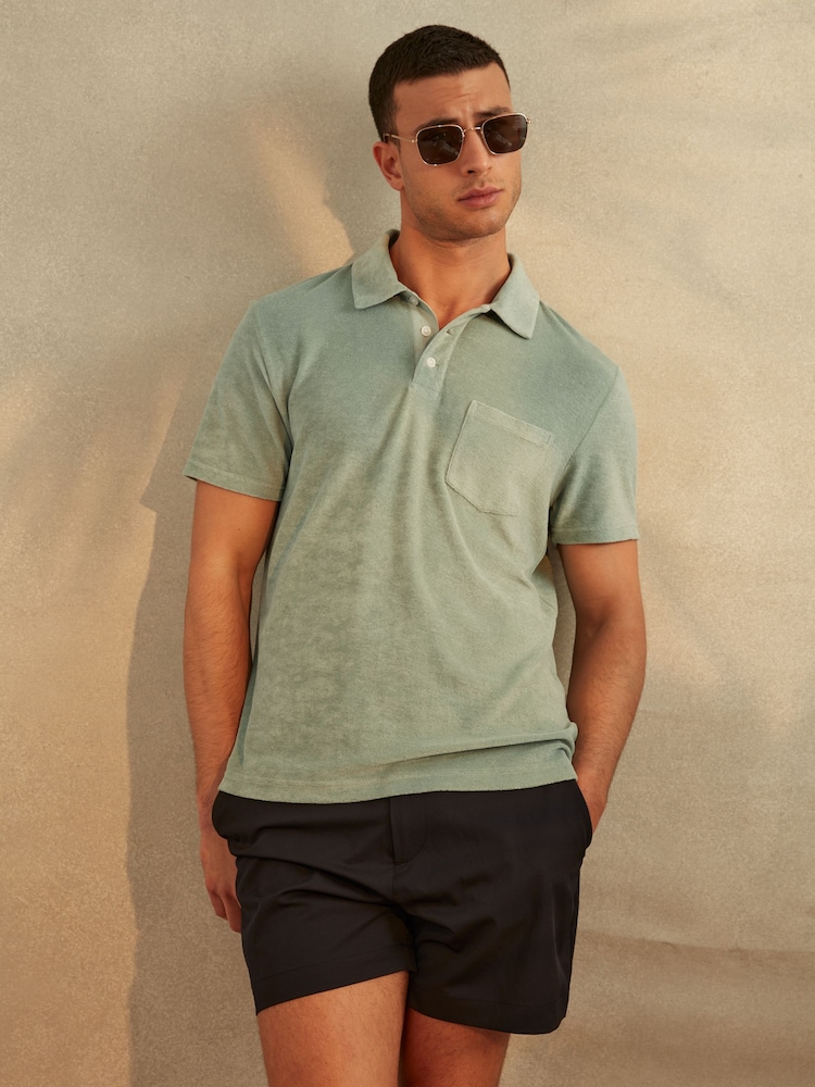 Reiss Mint Rainer Towelling Polo Shirt - Image 1 of 5