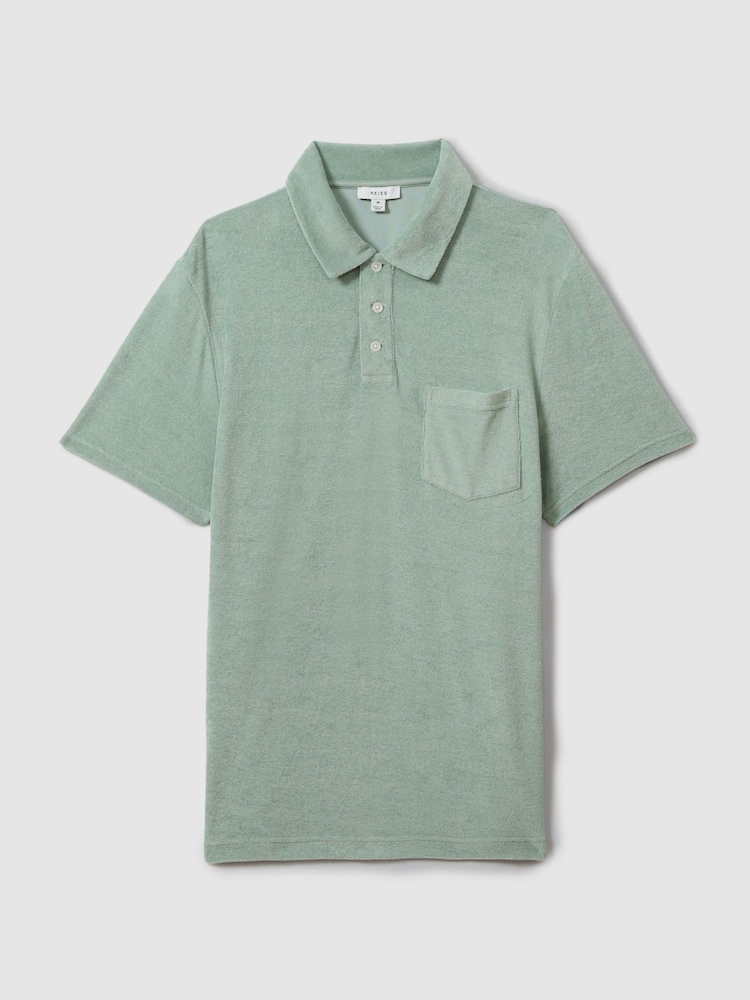 Reiss Mint Rainer Towelling Polo Shirt - Image 2 of 5