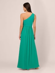 Adrianna Papell Green One Shoulder Chiffon Gown - Image 2 of 7