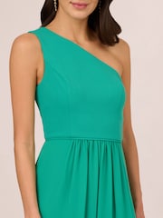 Adrianna Papell Green One Shoulder Chiffon Gown - Image 4 of 7