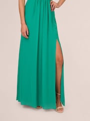 Adrianna Papell Green One Shoulder Chiffon Gown - Image 5 of 7