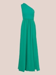 Adrianna Papell Green One Shoulder Chiffon Gown - Image 6 of 7