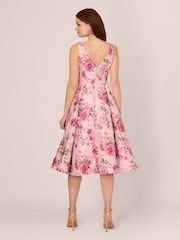 Adrianna Papell Pink Jacquard Flared Dress - Image 2 of 7